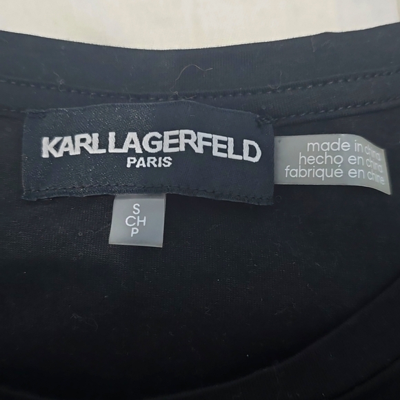 RARE & NEW ✅ KARL LAGERFELD PARIS  Gold Beaded Design T Shirt ✨ NEW - Picture 2 of 9
